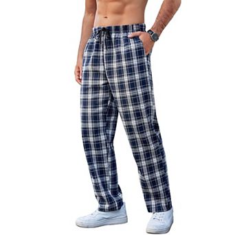 COOFANDY Men's Plaid Casual Pants Cotton Flannel Pajama Pants Drawstring Checkered Lounge Sweatpant