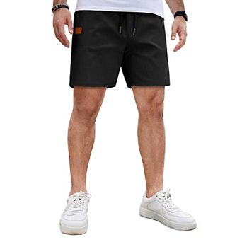 COOFANDY Men's Casual Cotton Shorts 5Inch Beach Lightweight Drawstring Elastic Waist Chino Shorts