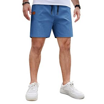 COOFANDY Men's Casual Cotton Shorts 5Inch Beach Lightweight Drawstring Elastic Waist Chino Shorts