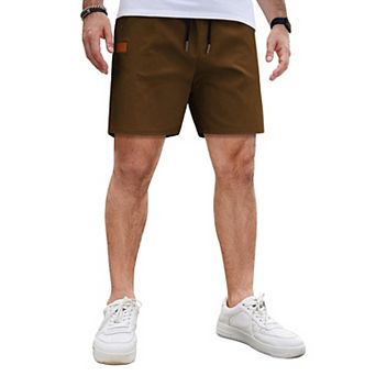 COOFANDY Men's Casual Cotton Shorts 5Inch Beach Lightweight Drawstring Elastic Waist Chino Shorts