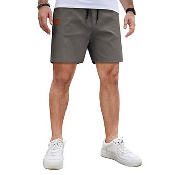 COOFANDY Men's Casual Cotton Shorts 5Inch Beach Lightweight Drawstring Elastic Waist Chino Shorts