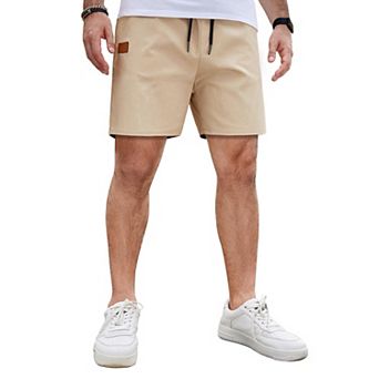 COOFANDY Men's Casual Cotton Shorts 5Inch Beach Lightweight Drawstring Elastic Waist Chino Shorts