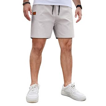 COOFANDY Men's Casual Cotton Shorts 5Inch Beach Lightweight Drawstring Elastic Waist Chino Shorts