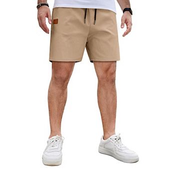 COOFANDY Men's Casual Cotton Shorts 5Inch Beach Lightweight Drawstring Elastic Waist Chino Shorts