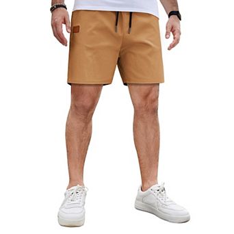 COOFANDY Men's Casual Cotton Shorts 5Inch Beach Lightweight Drawstring Elastic Waist Chino Shorts