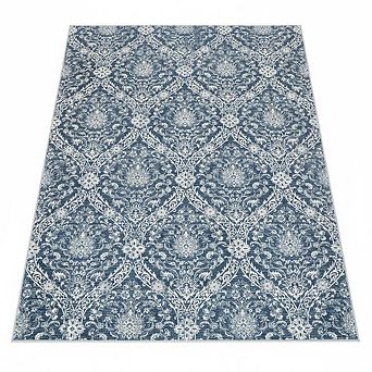 Vintage Floral Rug Washable Rug，Non Slip，TPR Rubber Backing, Low Pile