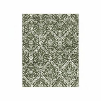 Vintage Floral Rug Washable Rug，Non Slip，TPR Rubber Backing, Low Pile