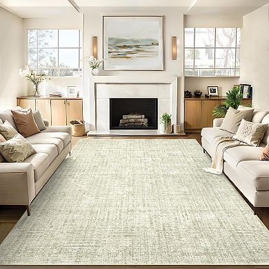 ANIXOL Modern Solid Washable Pearl Velvet Area Rug