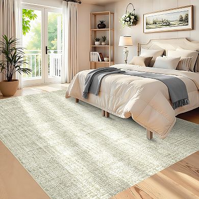 ANIXOL Modern Solid Washable Pearl Velvet Area Rug