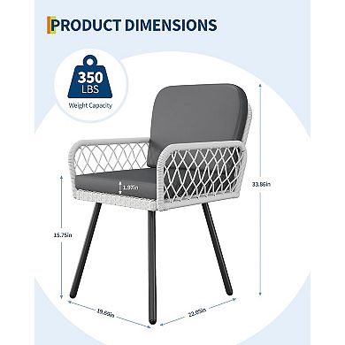 Set of 4 Patio Dining Chairs with Rattan & Metal Frame for Deck & Garden