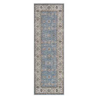 Retro Floral Persian Rug - Non-Slip Washable Low Pile Stain Resistant Accent Mat for Living Room