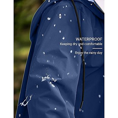 COOFANDY Men's Long Rain Jacket with Hood Waterproof Lightweight Active Trench Raincoat