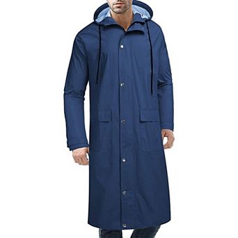 COOFANDY Men's Long Rain Jacket with Hood Waterproof Lightweight Active Trench Raincoat