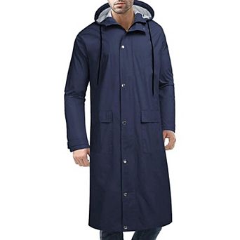 COOFANDY Men's Long Rain Jacket with Hood Waterproof Lightweight Active Trench Raincoat
