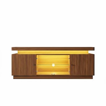 63'' TV Stand, Entertainment Center with Storage and Adjustable Shelf, TV Console with Power Outlet