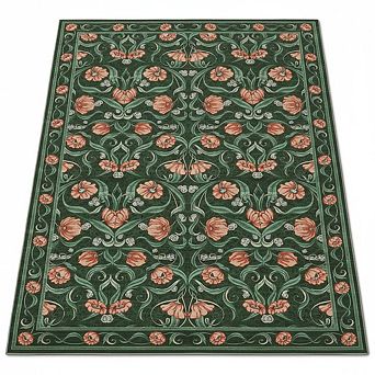 Area Rug,Floral Modern Washable Rugs,Non-Slip Low-Pile Soft Floor Carpet