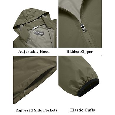 COOFANDY Mens Packable Rain Jacket Lightweight Breathable Raincoat Polyester Windbreaker Jacket