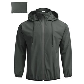COOFANDY Mens Packable Rain Jacket Lightweight Breathable Raincoat Polyester Windbreaker Jacket