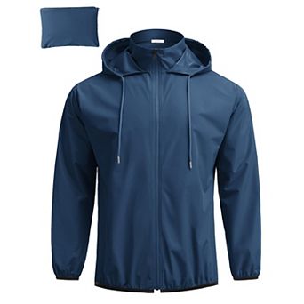 COOFANDY Mens Packable Rain Jacket Lightweight Breathable Raincoat Polyester Windbreaker Jacket
