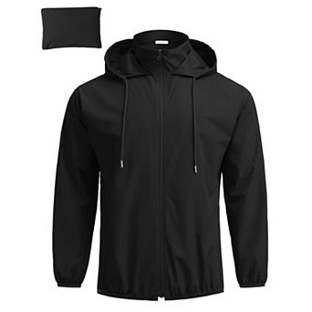 COOFANDY Mens Packable Rain Jacket Lightweight Breathable Raincoat Polyester Windbreaker Jacket