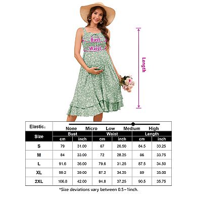 Women Maternity Floral Sleeveless Tie Front Dress