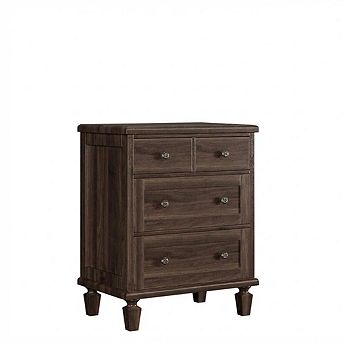 Vintage 4-Drawer Dresser with Tapered Legs, Ideal for Bedroom, Living Room, or Entryway Storage