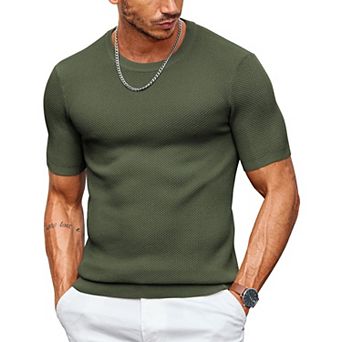 COOFANDY Mens Dress T Shirts Short Sleeve Knit T Shirt Casual Summer Shirt Crewneck Tshirts