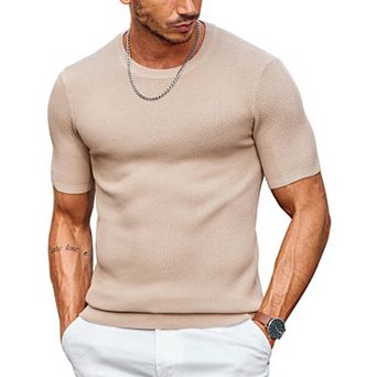 COOFANDY Mens Dress T Shirts Short Sleeve Knit T Shirt Casual Summer Shirt Crewneck Tshirts