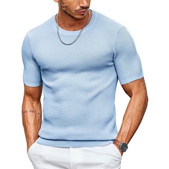 COOFANDY Mens Dress T Shirts Short Sleeve Knit T Shirt Casual Summer Shirt Crewneck Tshirts