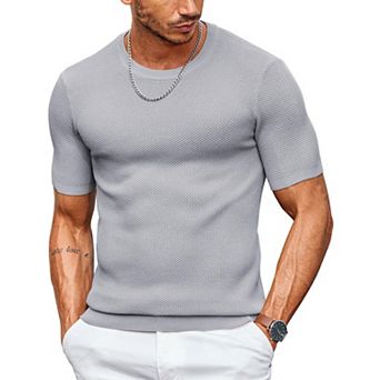 COOFANDY Mens Dress T Shirts Short Sleeve Knit T Shirt Casual Summer Shirt Crewneck Tshirts