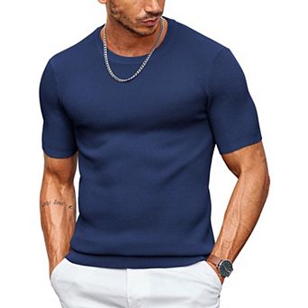 COOFANDY Mens Dress T Shirts Short Sleeve Knit T Shirt Casual Summer Shirt Crewneck Tshirts