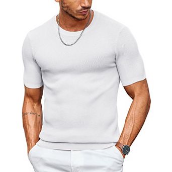 COOFANDY Mens Dress T Shirts Short Sleeve Knit T Shirt Casual Summer Shirt Crewneck Tshirts