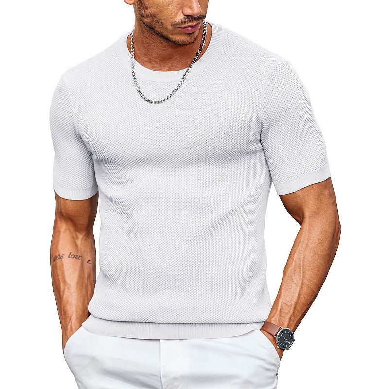 COOFANDY Mens Dress T Shirts Short Sleeve Knit T Shirt Casual Summer Shirt Crewneck Tshirts