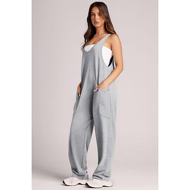 Women's Casual Vest Solid Color Jumpsuit Knit Stretch Loose Comfortable Set with Pockets