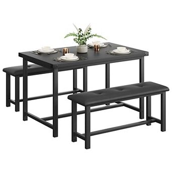3 pc Rectangular Kitchen Table Set, 44" Kitchen Table with 2 Benches