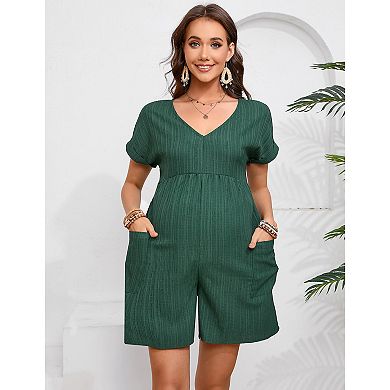 Women Maternity Casual Solid Romper with Side Pocket
