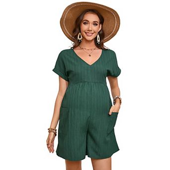 Women Maternity Casual Solid Romper with Side Pocket