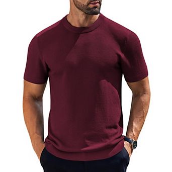 COOFANDY Men's Crew Neck T-Shirts Waffle Knit Short Sleeve Shirts Casual Stylish Tee Shirts