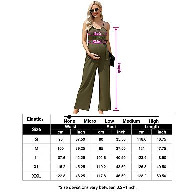 Women Maternity Sleeveless Tie Waist Spaghetti Strap Jumpsuit