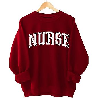 Plus Size Sweatshirts Nurse Letter Print Shirt with Crew Neck Long Sleeve Pullover