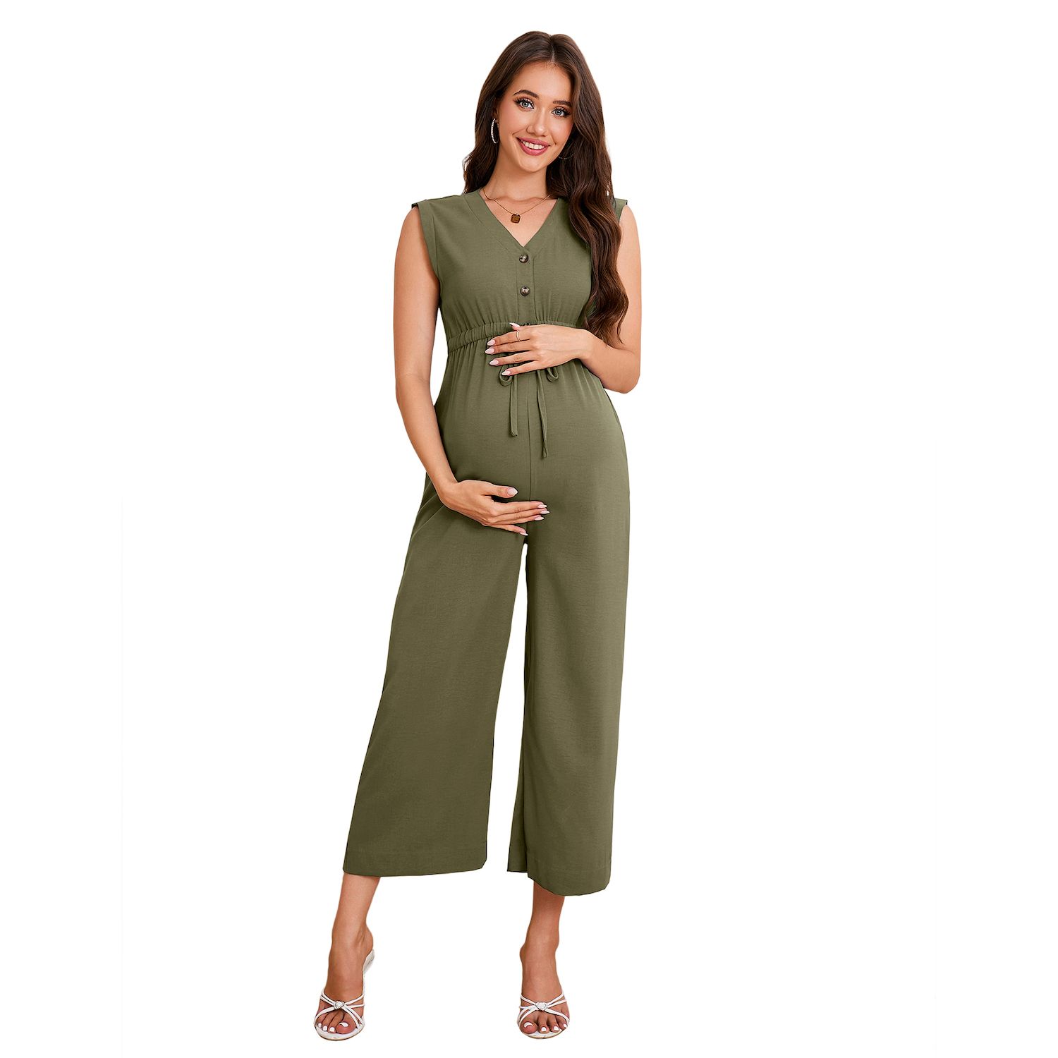 Женские комбинезоны Women Maternity Casual Sleeveless Button Jumpsuit