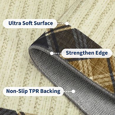 ANIXOL Plaid Border Washable Area Rug