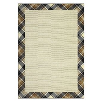 ANIXOL Plaid Border Washable Area Rug