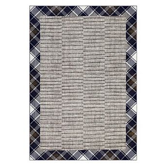 ANIXOL Plaid Border Washable Area Rug