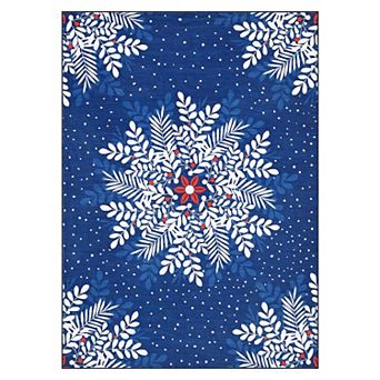 ANIXOL Christmas Snowflake Washable Area Rug