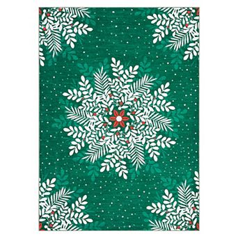 ANIXOL Christmas Snowflake Washable Area Rug
