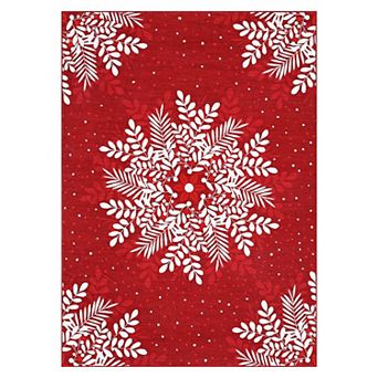 ANIXOL Christmas Snowflake Washable Area Rug