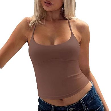 Women's Halter Backless Tank Tops Basic Camisole Crop Tops Trendy Sleeveless Shirts Going Out Top