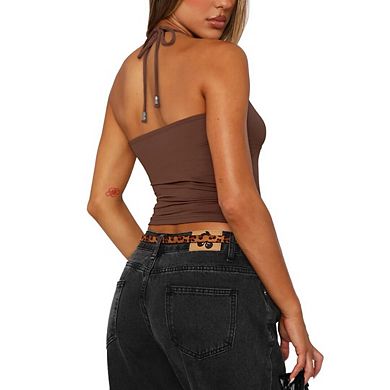 Women's Halter Backless Tank Tops Basic Camisole Crop Tops Trendy Sleeveless Shirts Going Out Top