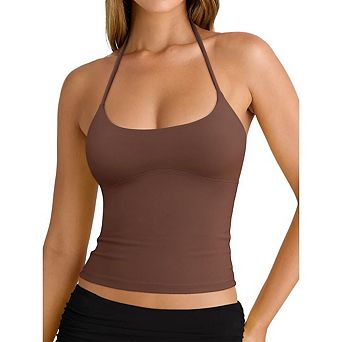 Women's Halter Backless Tank Tops Basic Camisole Crop Tops Trendy Sleeveless Shirts Going Out Top